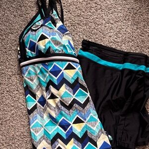 Blue Tankini/Short Swim Set